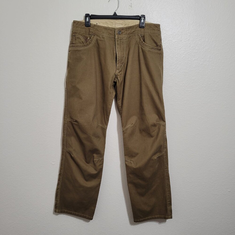 Kuhl Easy Rydr Khaki Vintage Patina Dye Cotton Pants Size  36x32